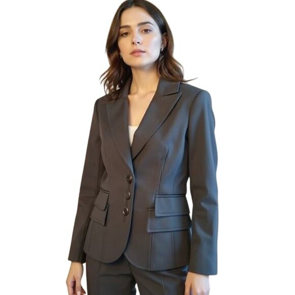 Cache Tailored Fit Blazer Women's Sz S Black Flap Pockets 3 Button Lined Jacket - Picture 5 of 16